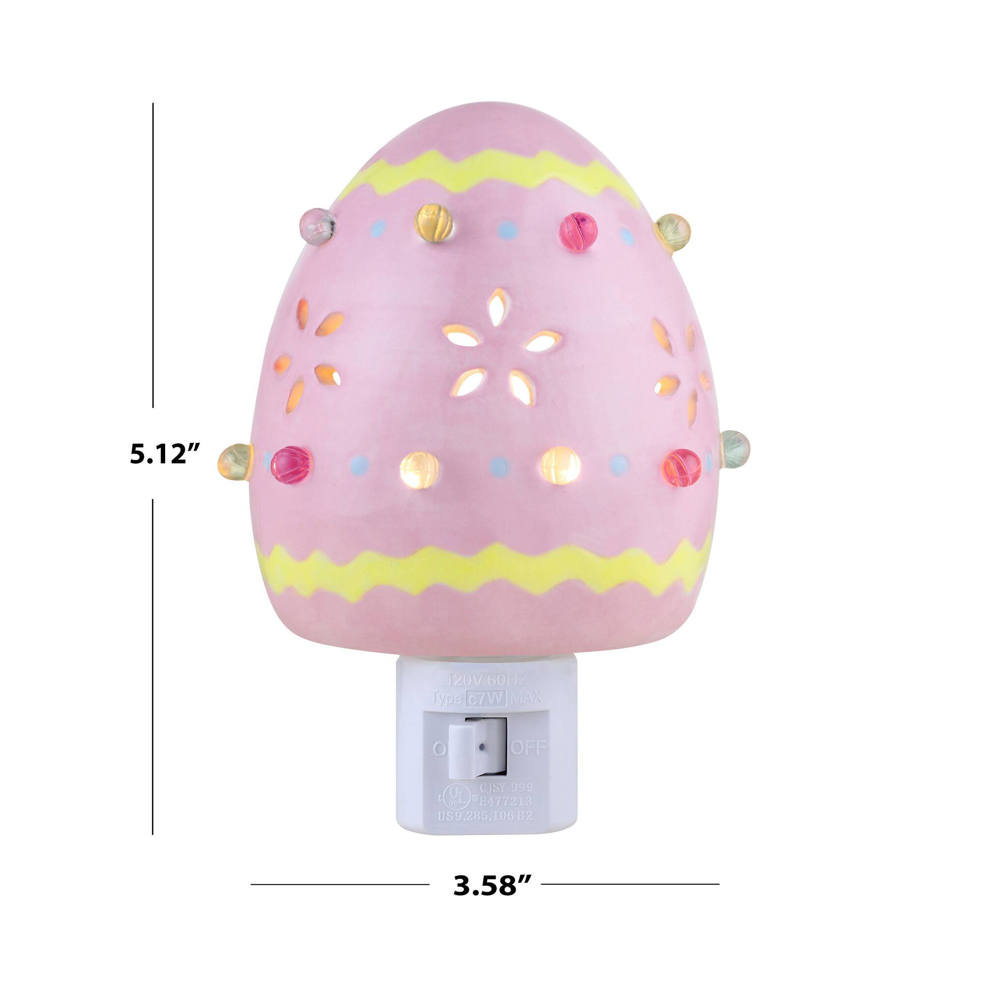 Mr. Cottontail Pink Ceramic Easter Egg Nightlight